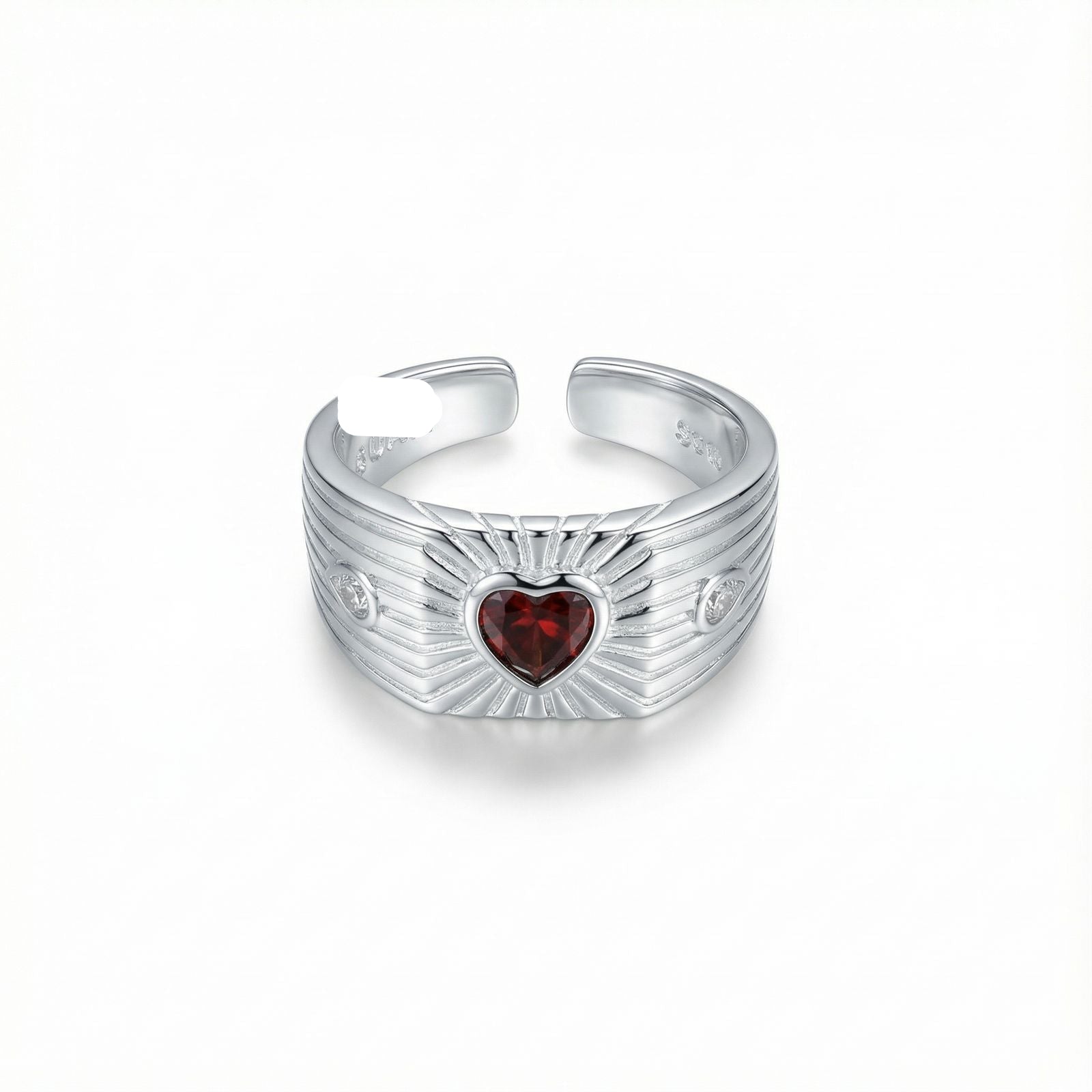 Norva Radiant Ring - heart-shaped sterling silver ring with faceted centrepiece, Australia